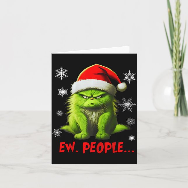 Tarjeta Funny Christmas Cat Ew People Meowy Cat Lovers Men (Anverso)