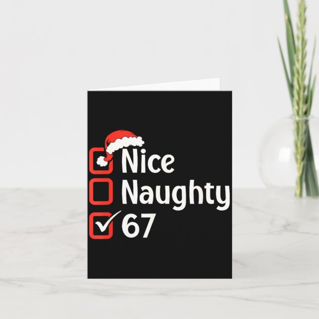 Tarjeta Funny Christmas Checked List Nice Naughty 6 7 Meme (Anverso)