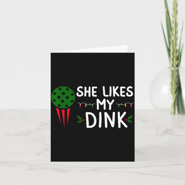 Tarjeta Funny Christmas Ckleball She Likes My Drink Outfit (Anverso)