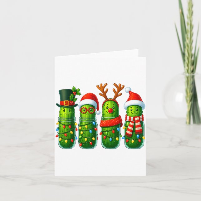 Tarjeta Funny Christmas Ckles With Santa Hats And Lights  (Anverso)