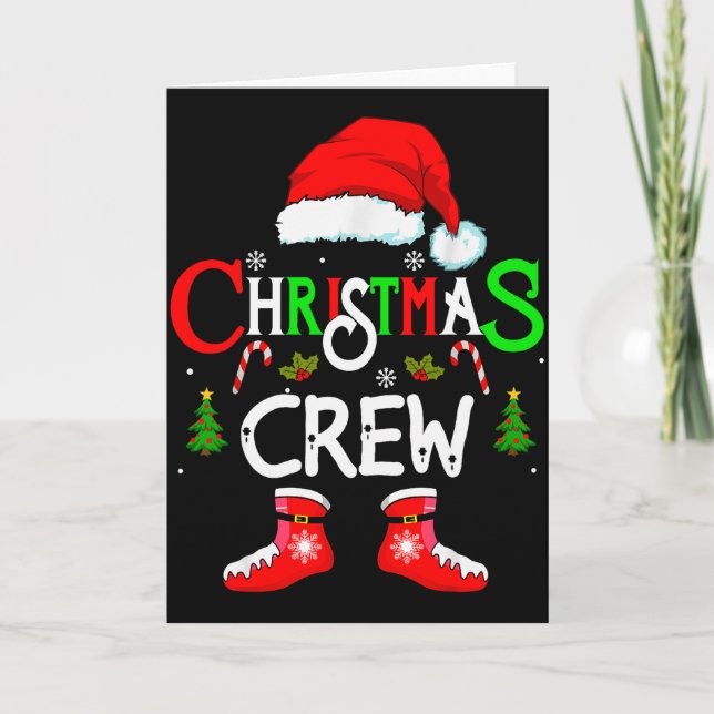 Tarjeta Funny Christmas Crew Xmas Squad Santa Family Pajam (Anverso)