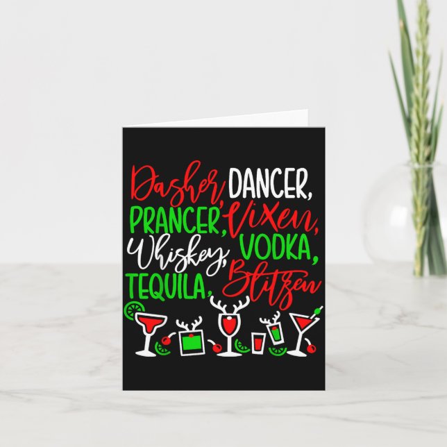 Tarjeta Funny Christmas Dasher Dancer Prancer Vixen Whiske (Anverso)