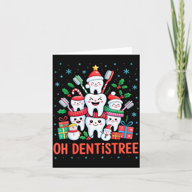 Tarjeta Funny Christmas Dentist Xmas Dental Oh Dentistree  (Anverso)