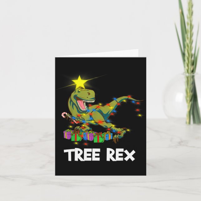 Tarjeta Funny Christmas Dinosaur Tree Rex Men Women Kids G (Anverso)