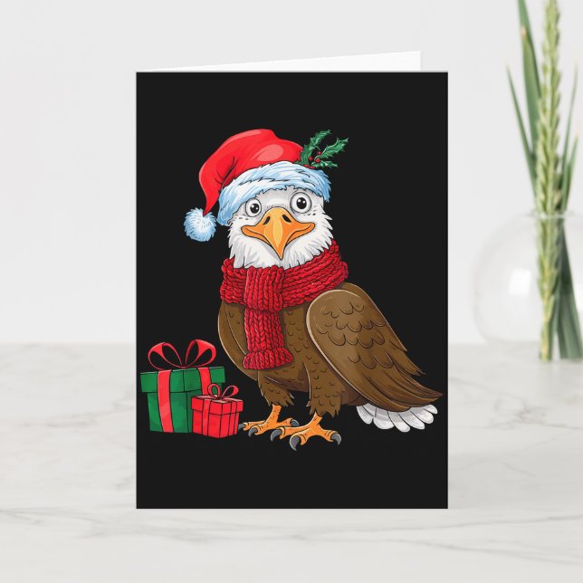 Tarjeta Funny Christmas Eagle Patriotic Bald Eagle With Sa (Anverso)