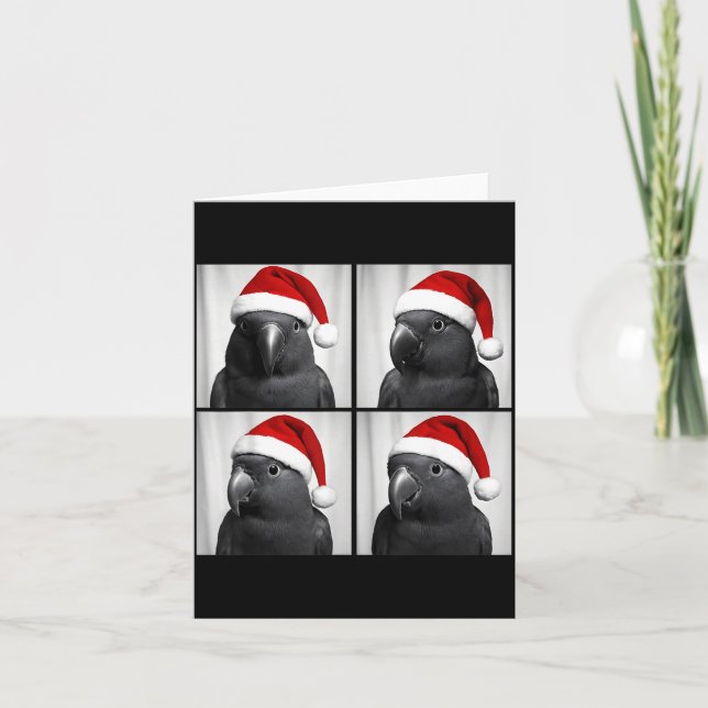 Tarjeta Funny Christmas Eclectus Parrot Santa Photo Booth  (Anverso)