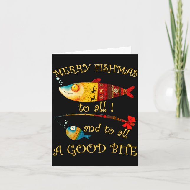 Tarjeta Funny Christmas Fisherman's Merry Fishmas To All F (Anverso)