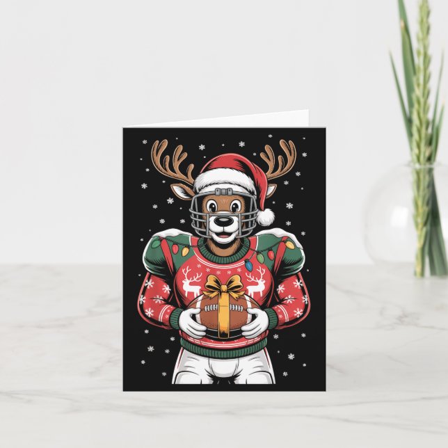 Tarjeta Funny Christmas Football Reindeer  (Anverso)
