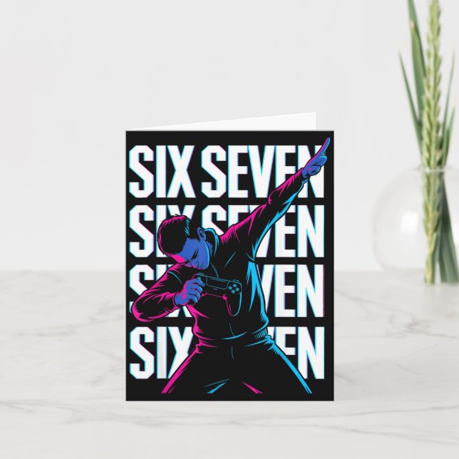 Tarjeta Funny Christmas Gamer Dabbing Xmas Dab Six Seven 6 (Anverso)