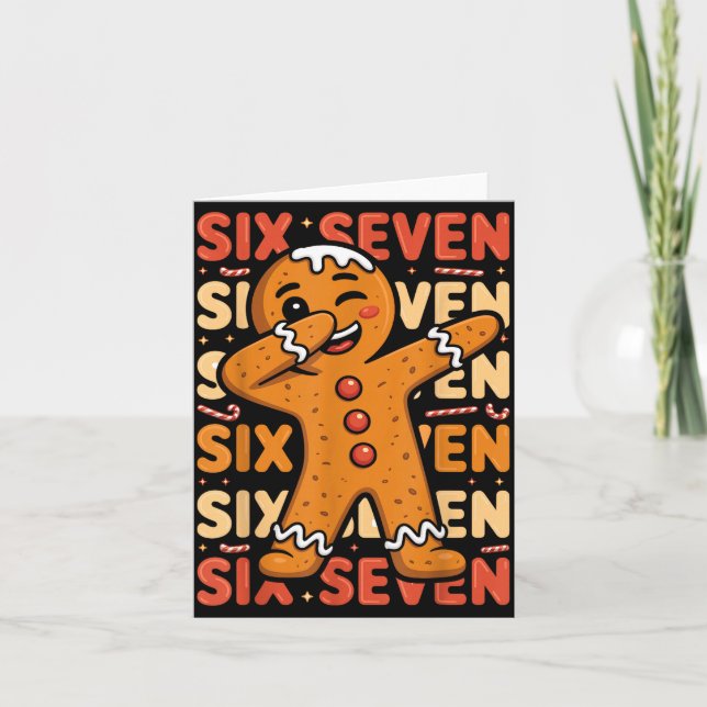 Tarjeta Funny Christmas Gingerbread Cookie Dab Six Seven 6 (Anverso)