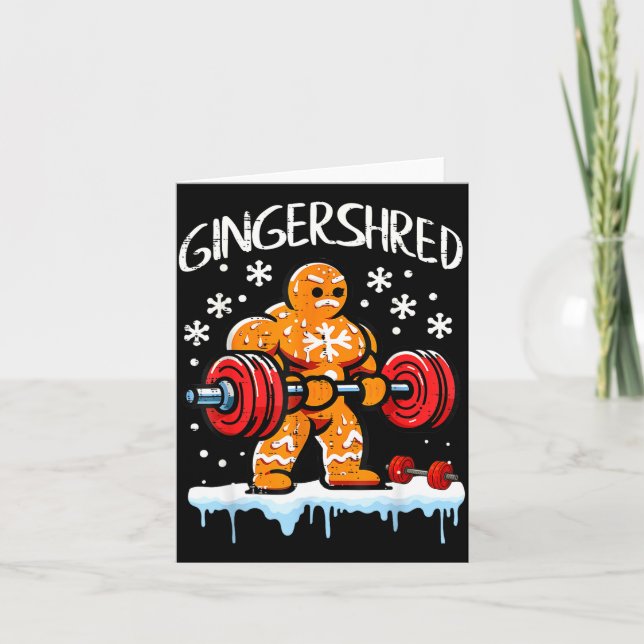 Tarjeta Funny Christmas Gingerbread Gingershred Gym Bodybu (Anverso)