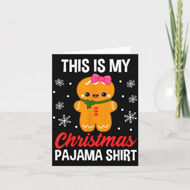Tarjeta Funny Christmas Gingerbread Man Pajama Pj Outfit G (Anverso)