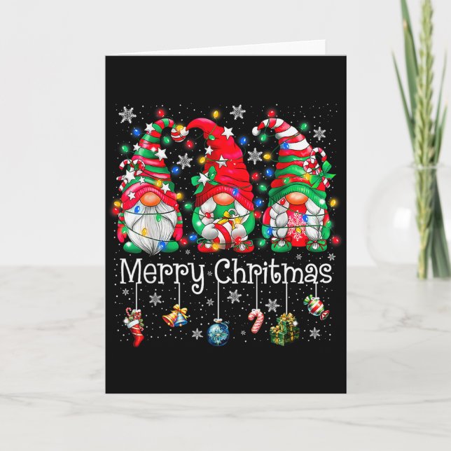 Tarjeta Funny Christmas Gnome Hanging With My Gnomies Fami (Anverso)