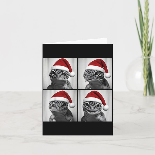 Tarjeta Funny Christmas Leopard Gecko Santa Photo Booth  (Anverso)