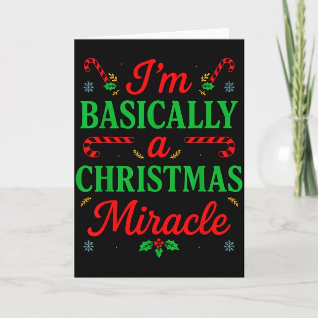 Tarjeta Funny Christmas Miracle Festive Xmas Pajama Humor  (Anverso)