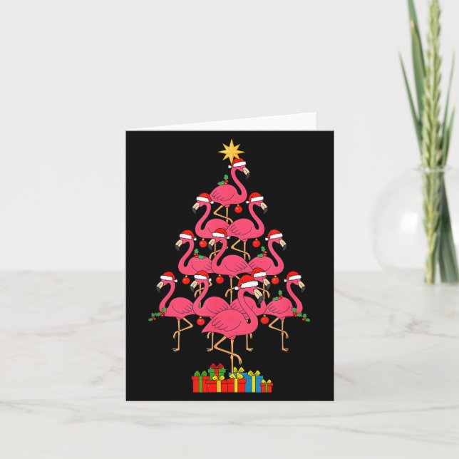 Tarjeta Funny Christmas Nk Flamingo Tree Holiday Bird Love (Anverso)