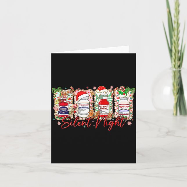 Tarjeta Funny Christmas Nurse Silent Night Medical Humor  (Anverso)