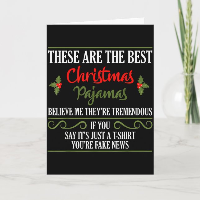 Tarjeta Funny Christmas Pajamas Donald Trump Gag Joke Pjs  (Anverso)