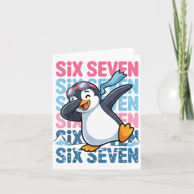 Tarjeta Funny Christmas Penguin Dabbing Xmas Dab Six Seven (Anverso)
