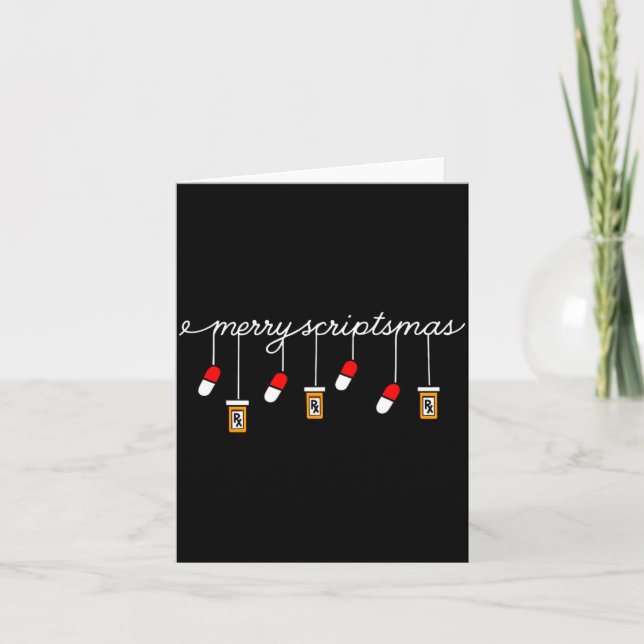 Tarjeta Funny Christmas Pharmacy Phrase Merry Scriptsmas C (Anverso)