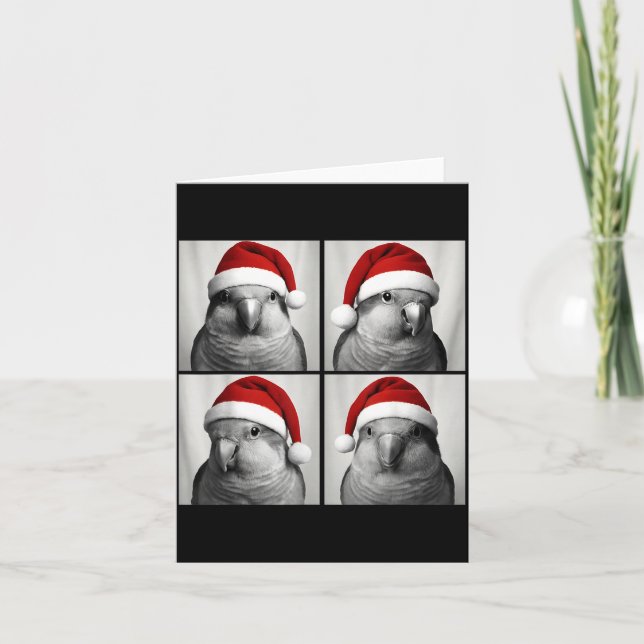 Tarjeta Funny Christmas Quaker Parrot Santa Photo Booth  (Anverso)