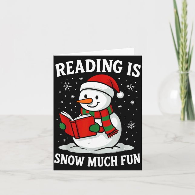 Tarjeta Funny Christmas Reading Is Snow Much Snowman Book  (Anverso)