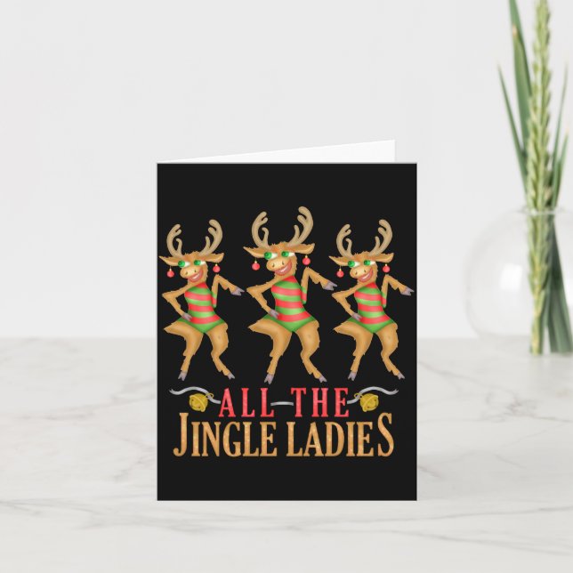 Tarjeta Funny Christmas Reindeer All The Jingle Ladies  (Anverso)