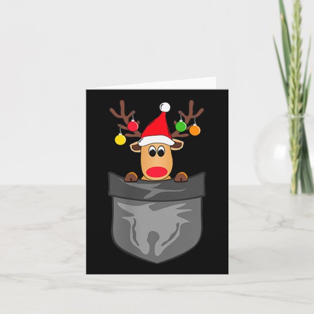 Tarjeta Funny Christmas Reindeer In Cket  (Anverso)