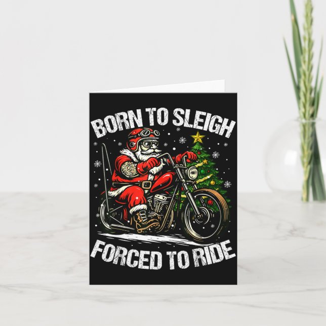 Tarjeta Funny Christmas Santa Riding Motorcycle Bike Biker (Anverso)