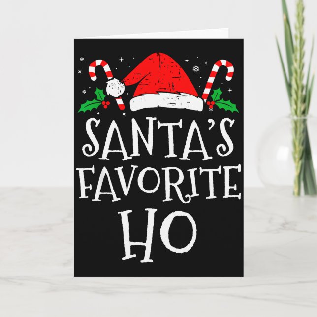 Tarjeta Funny Christmas Santa's Favorite Ho Naughty Pajama (Anverso)