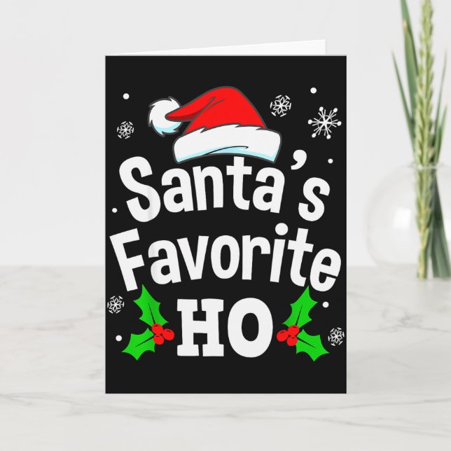 Tarjeta Funny Christmas Santa's Favorite Ho Naughty Pajama (Anverso)
