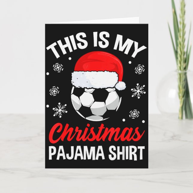 Tarjeta Funny Christmas Soccer Ball Pajama Pj Outfit Men W (Anverso)