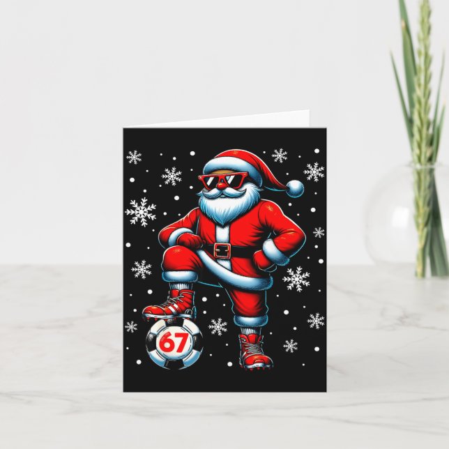 Tarjeta Funny Christmas Soccer Cool Santa Claus 6 7 Meme T (Anverso)