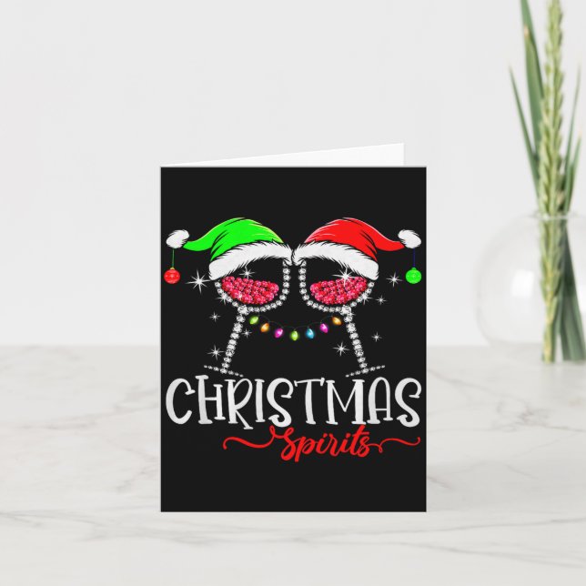 Tarjeta Funny Christmas Srits Gles Of Wine Party Xmas Paja (Anverso)