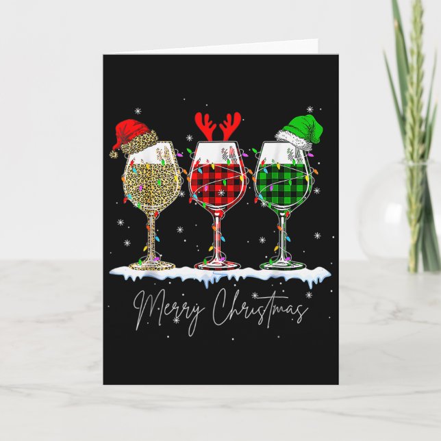 Tarjeta Funny Christmas Srits Gles Of Wine Xmas Holidays P (Anverso)