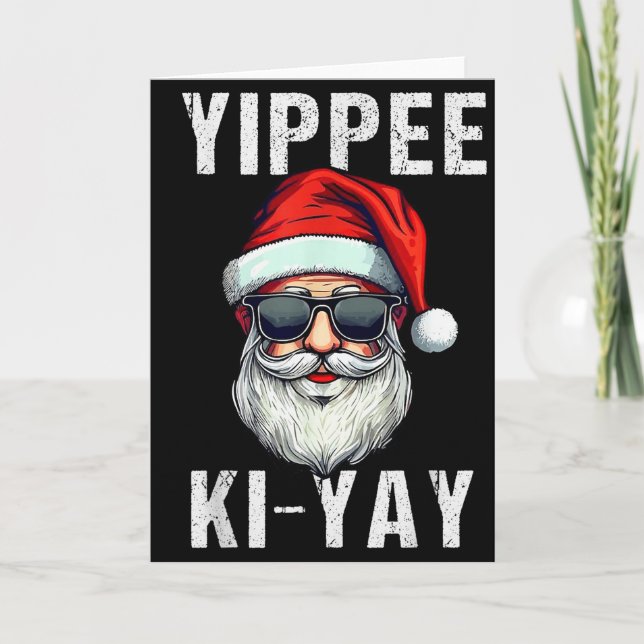 Tarjeta Funny Christmas Sweater Yippee-ki-yay Xmas , Uni-a (Anverso)