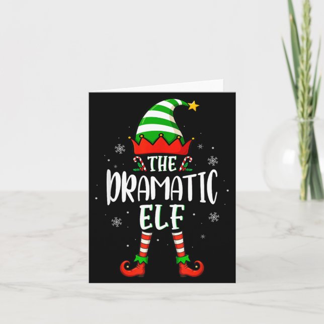 Tarjeta Funny Christmas The Dramatic Elf Family Matching X (Anverso)