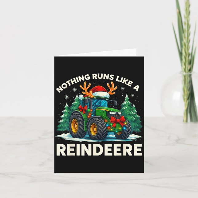 Tarjeta Funny Christmas Tractor Nothing Runs Like A Reinde (Anverso)