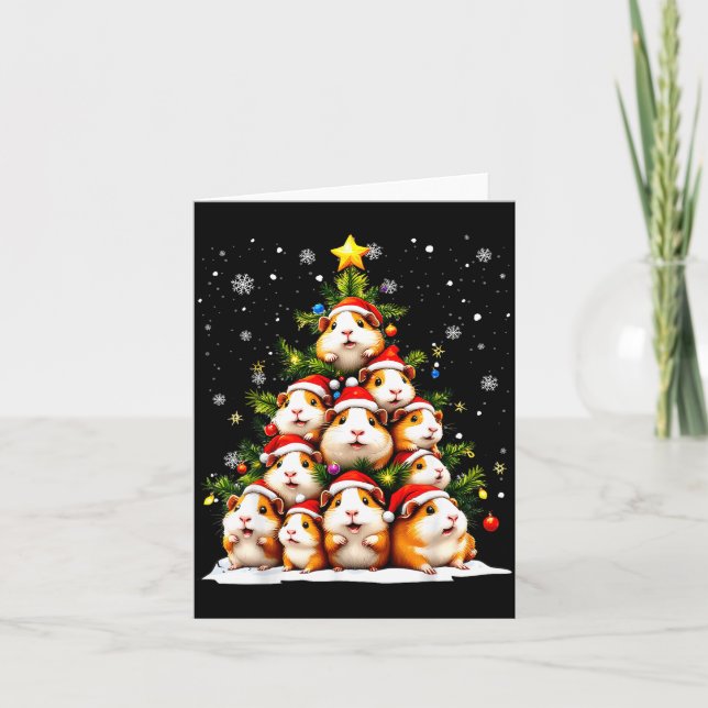 Tarjeta Funny Christmas Tree Guinea G Family Xmas Pajamas  (Anverso)