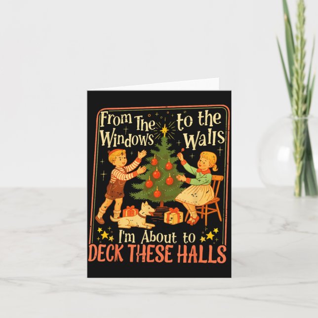 Tarjeta Funny Christmas Tree Kids Xmas From The Windows To (Anverso)