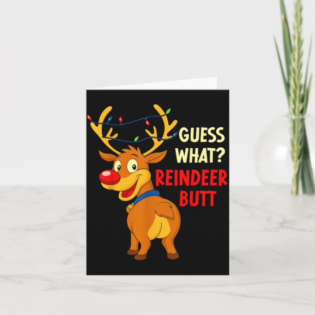 Tarjeta Funny Christmas Ugly Sweater Guess What_ Reindeer  (Anverso)