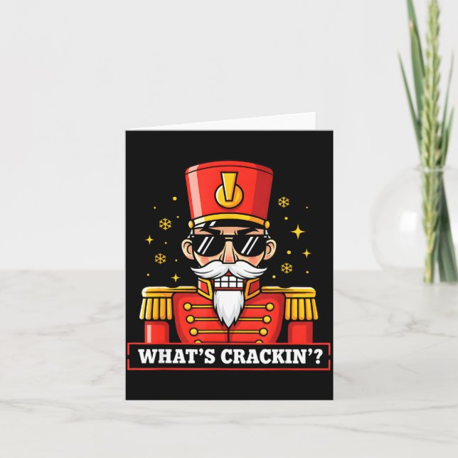 Tarjeta Funny Christmas Whats Crackin Nutcracker Men Kids  (Anverso)