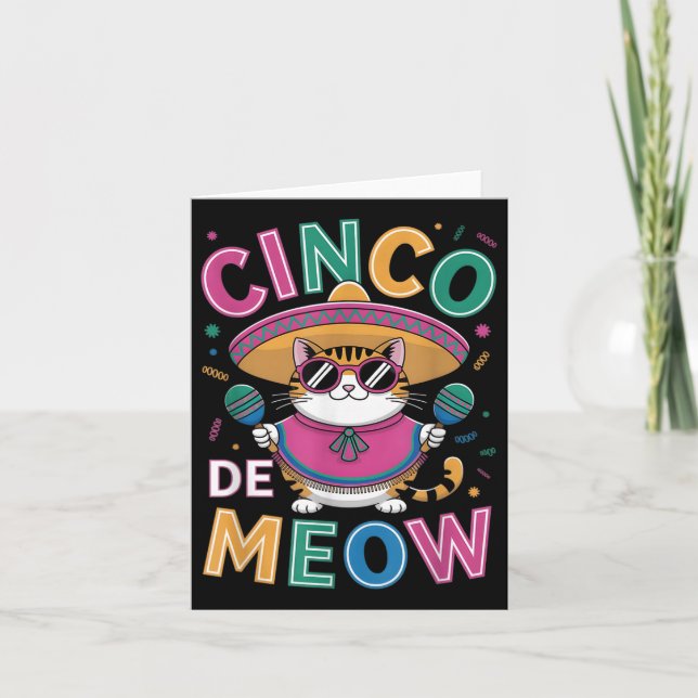 Tarjeta Funny Cinco De Mayo Gato Mexicano Con Sombrero Hom (Anverso)