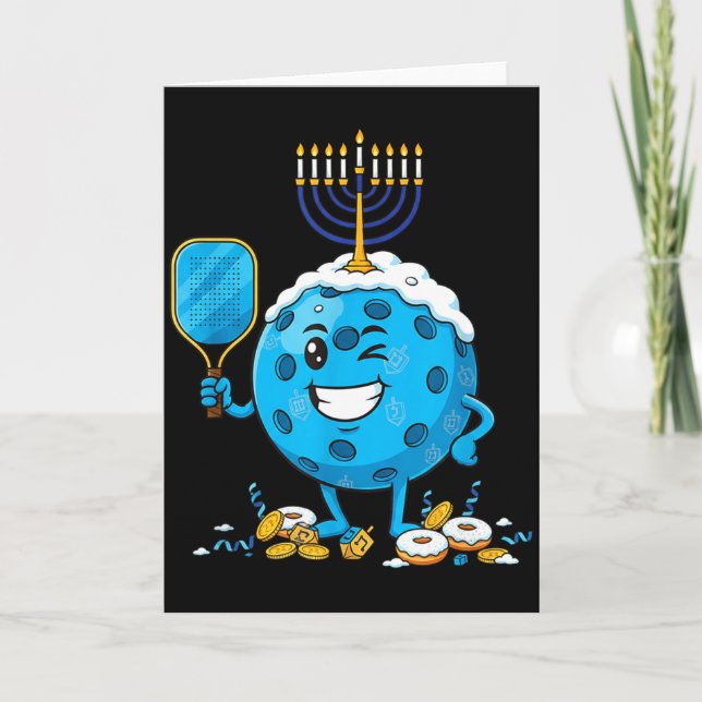 Tarjeta Funny Ckleball Dreidel Menorah Hanukkah Kids Women (Anverso)
