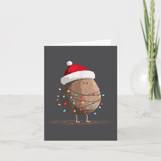 Tarjeta Funny Coconut Christmas Graphics Lights Lover  (Anverso)
