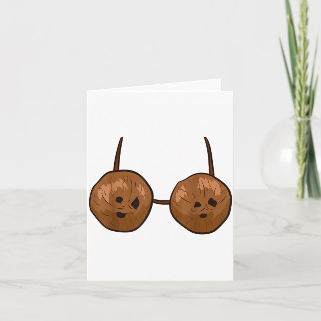 Tarjeta Funny Coconut Summer Coconuts Bra Funny Halloween  (Anverso)