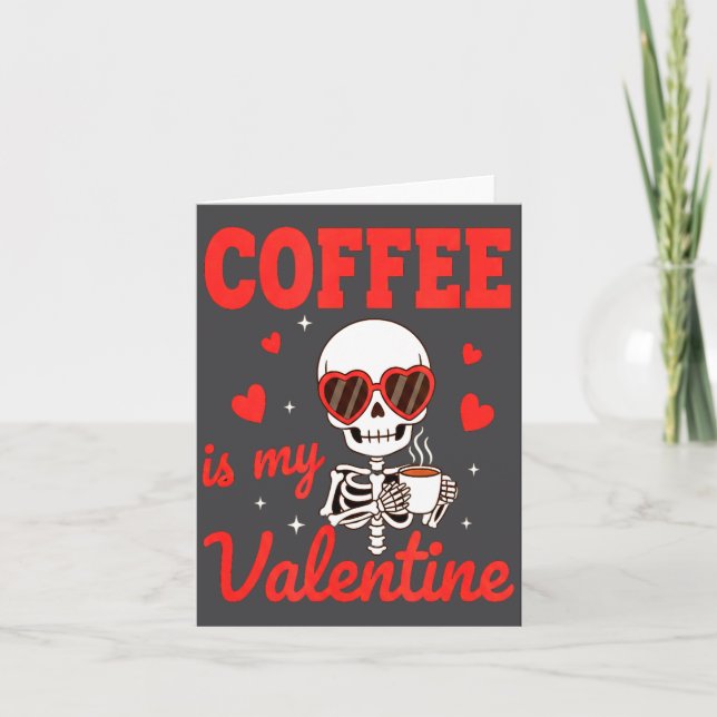 Tarjeta Funny Coffee Is My Valentine Caffeine Lover Retro  (Anverso)