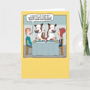 Tarjeta Funny Construye tu Burger Cows Cumpleaños