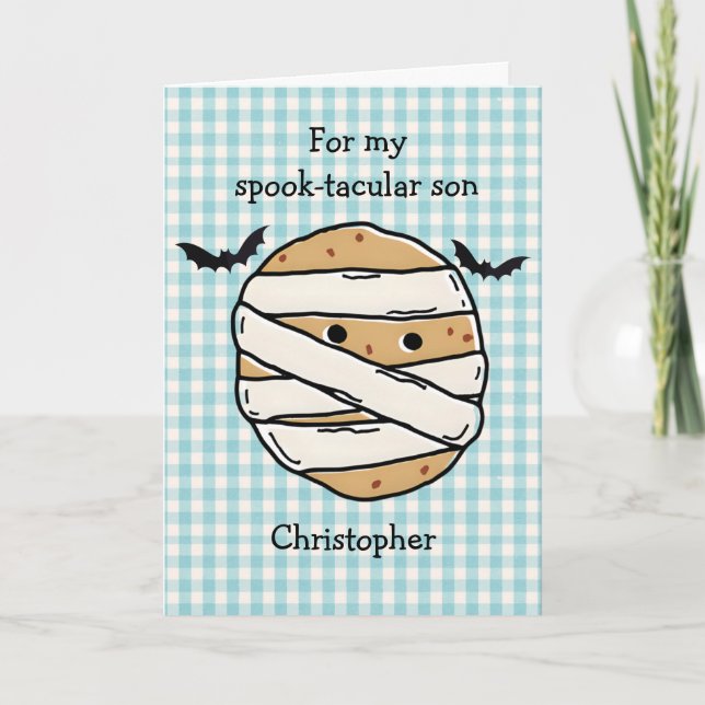 Tarjeta Funny Cookie Mummy Pizza Slice Halloween Maze  (Anverso)