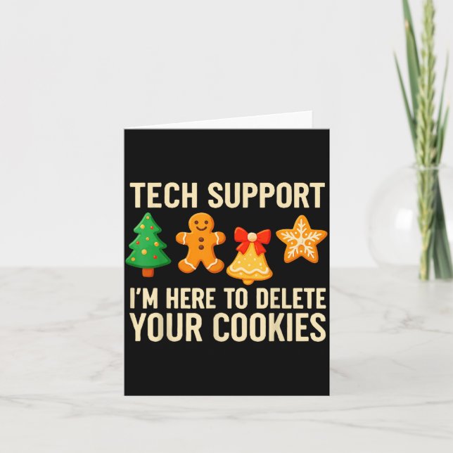 Tarjeta Funny Cookies Christmas Gingerbread Tech Suprt Men (Anverso)